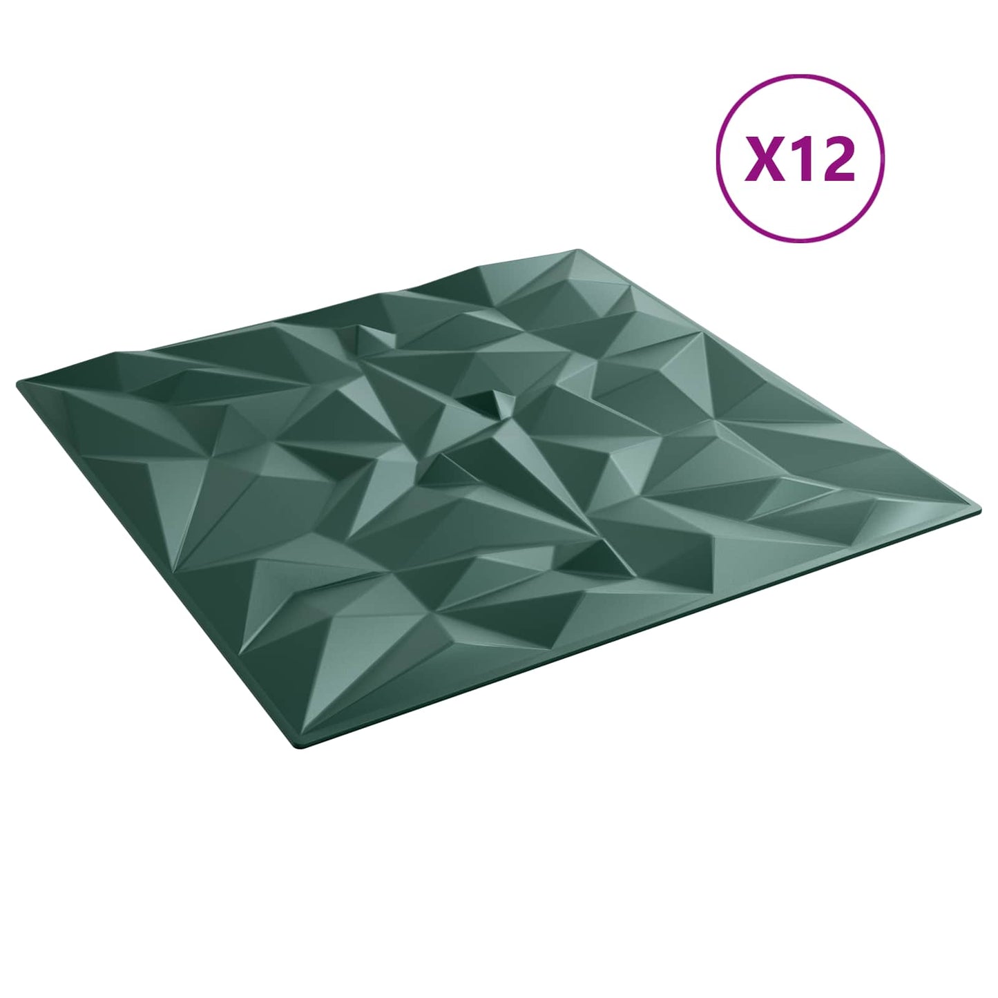 vidaXL Πάνελ τοίχου 12 pcs Αμέθυστος Πράσινο 50 x 50 cm Φελιζόλ XPS