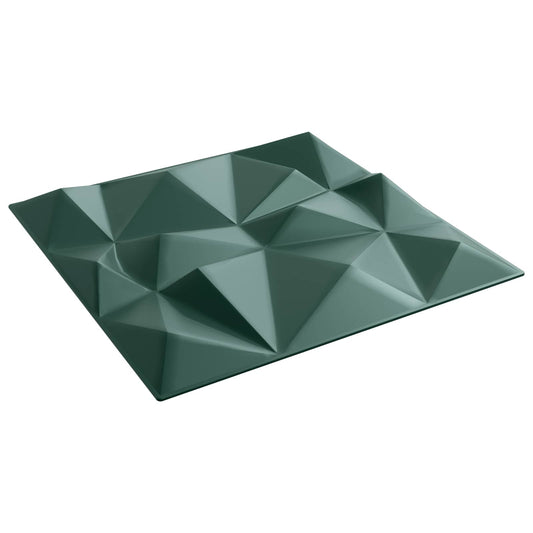 vidaXL Πάνελ τοίχου 12 pcs Διαμάντι Πράσινο 50 x 50 cm Φελιζόλ XPS