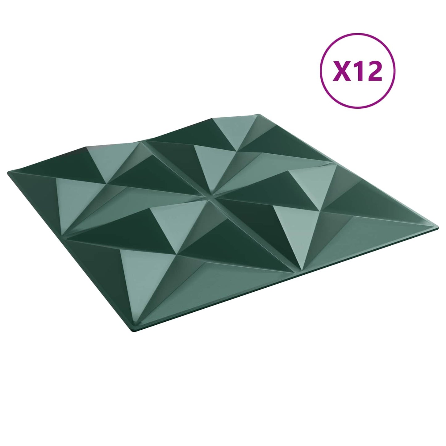 vidaXL Πάνελ τοίχου 12 pcs Οριγκάμι Πράσινο 50 x 50 cm Φελιζόλ XPS