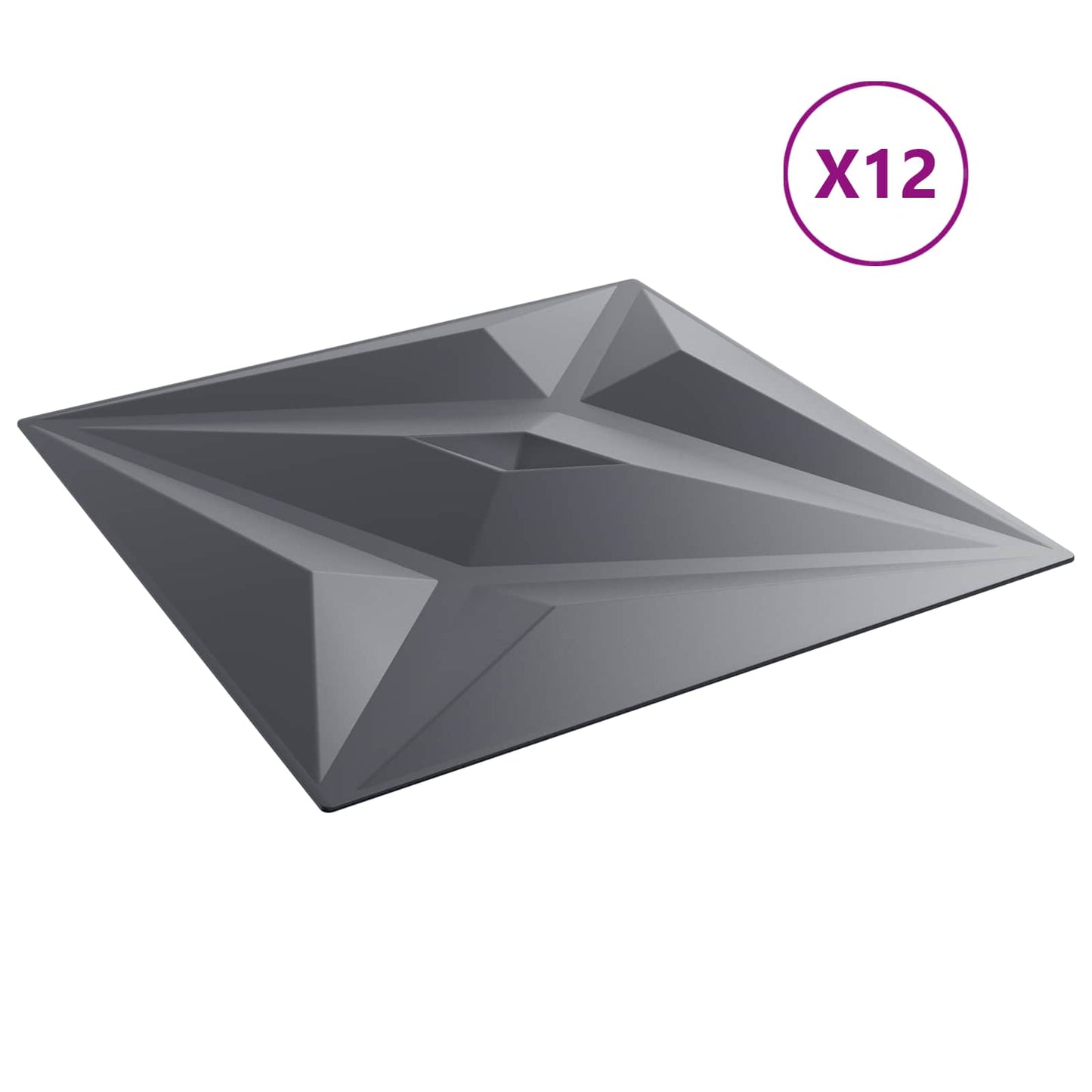 vidaXL Πάνελ τοίχου Αστέρι 12 pcs Αστέρι Γκρι 50 x 50 cm Φελιζόλ XPS