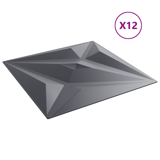 vidaXL Πάνελ τοίχου Αστέρι 12 pcs Αστέρι Γκρι 50 x 50 cm Φελιζόλ XPS