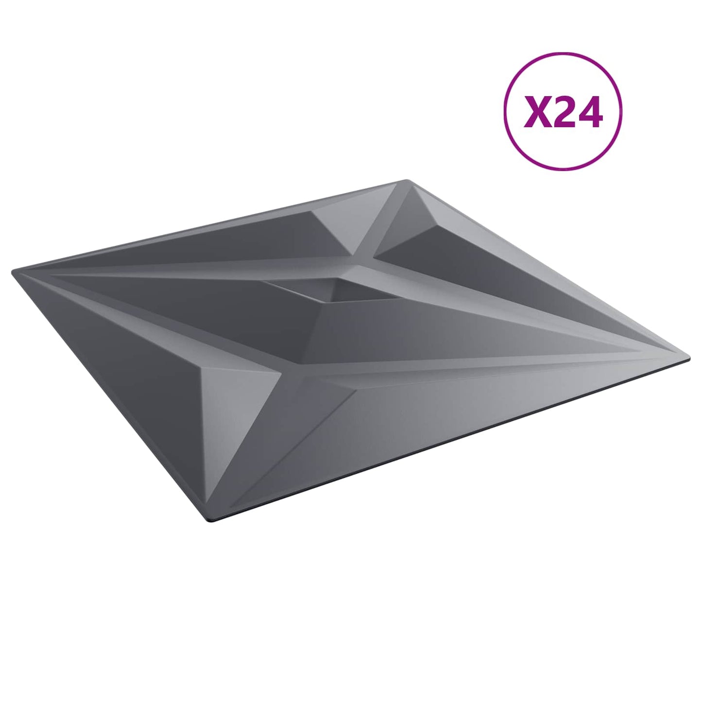 vidaXL Πάνελ τοίχου Αστέρι 24 pcs Αστέρι Γκρι 50 x 50 cm Φελιζόλ XPS