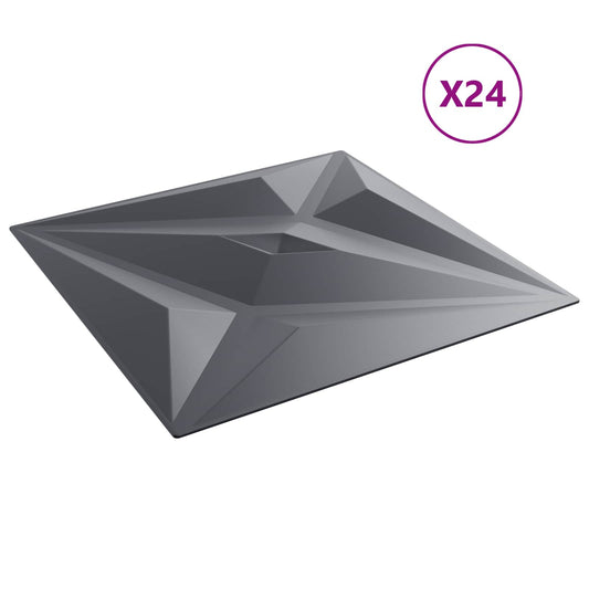 vidaXL Πάνελ τοίχου Αστέρι 24 pcs Αστέρι Γκρι 50 x 50 cm Φελιζόλ XPS