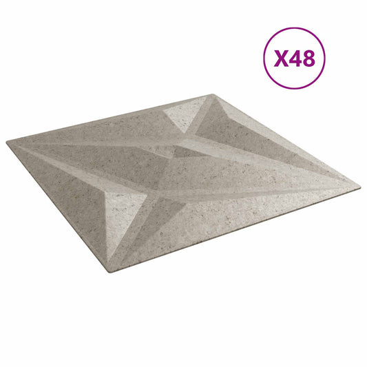 vidaXL Πάνελ τοίχου Αστέρι 48 pcs Αστέρι Μπετόν 50 x 50 cm Φελιζόλ XPS