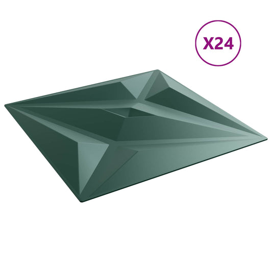 vidaXL Πάνελ τοίχου 24 pcs Αστέρι Πράσινο 50 x 50 cm Φελιζόλ XPS