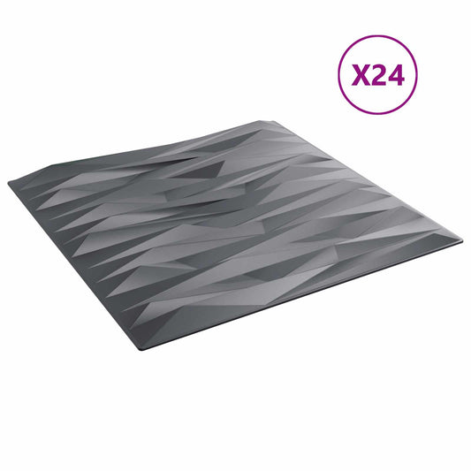vidaXL Πάνελ τοίχου 24 pcs Γκρίζο Πέτρες 50 x 50 cm Φελιζόλ XPS
