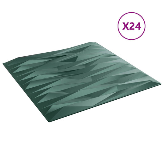 vidaXL Πάνελ τοίχου 24 pcs Πέτρα Πράσινο 50 x 50 cm Φελιζόλ XPS