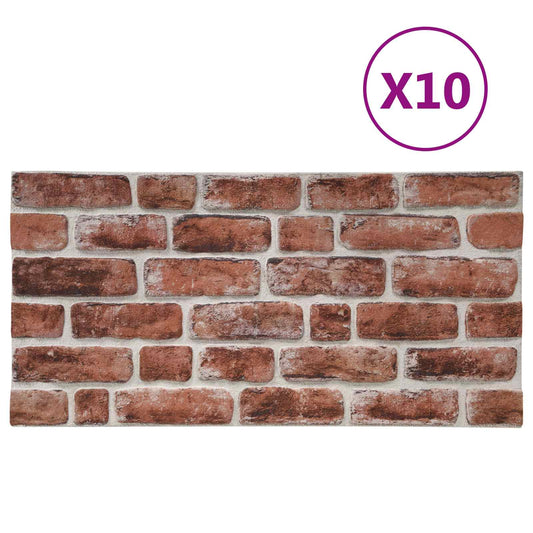vidaXL Πάνελ τοίχου 10 pcs Σκούρο Καφέ και Λευκό 100 x 50 cm Αφρός EPS