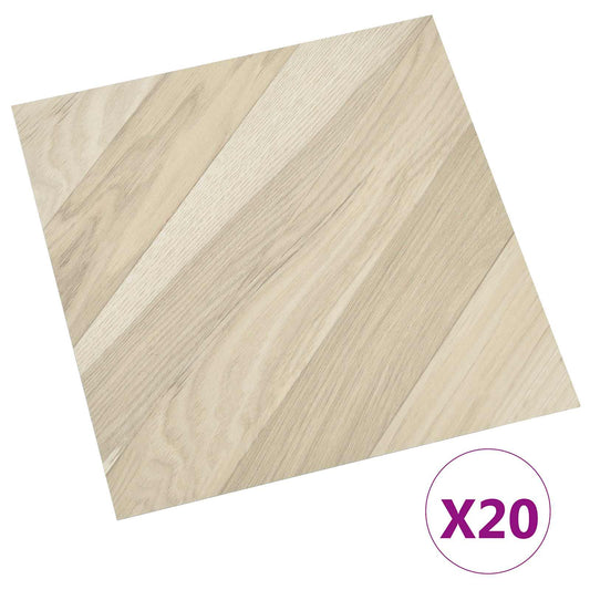 vidaXL Αυτοκόλλητα Πλάκες Δαπέδου Μπεζ Ριγέ 30,5 x 30,5 εκ 20 τμχ. PVC