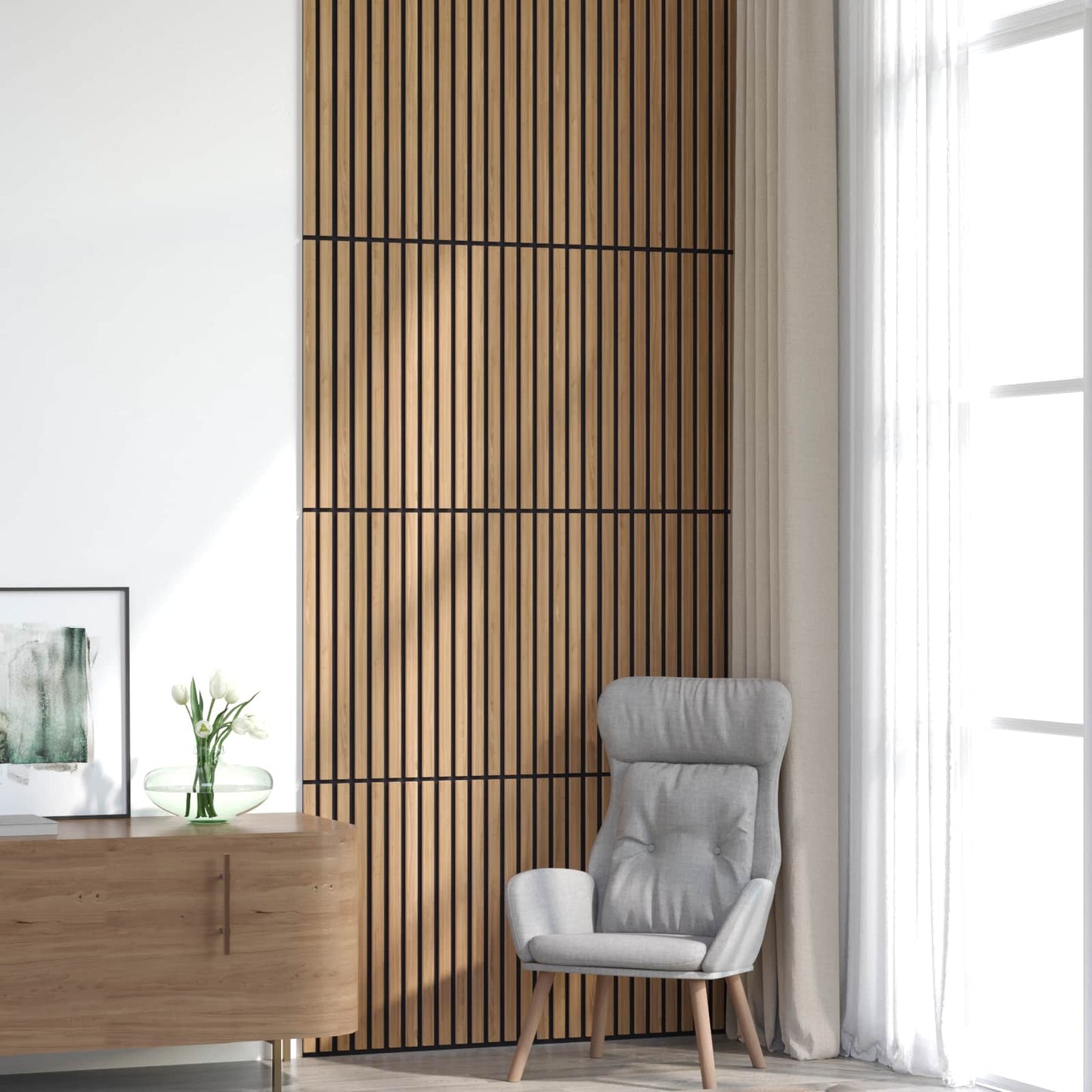 vidaXL Πάνελ τοίχου 8 pcs Φυσικό 60,5 x 60 εκ.