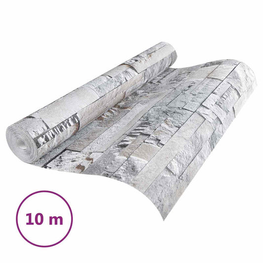 vidaXL 3D Ταπετσαρία Πέτρας Γκρι 10 x 0,53 μ Μη Υφασμένο Ύφασμα