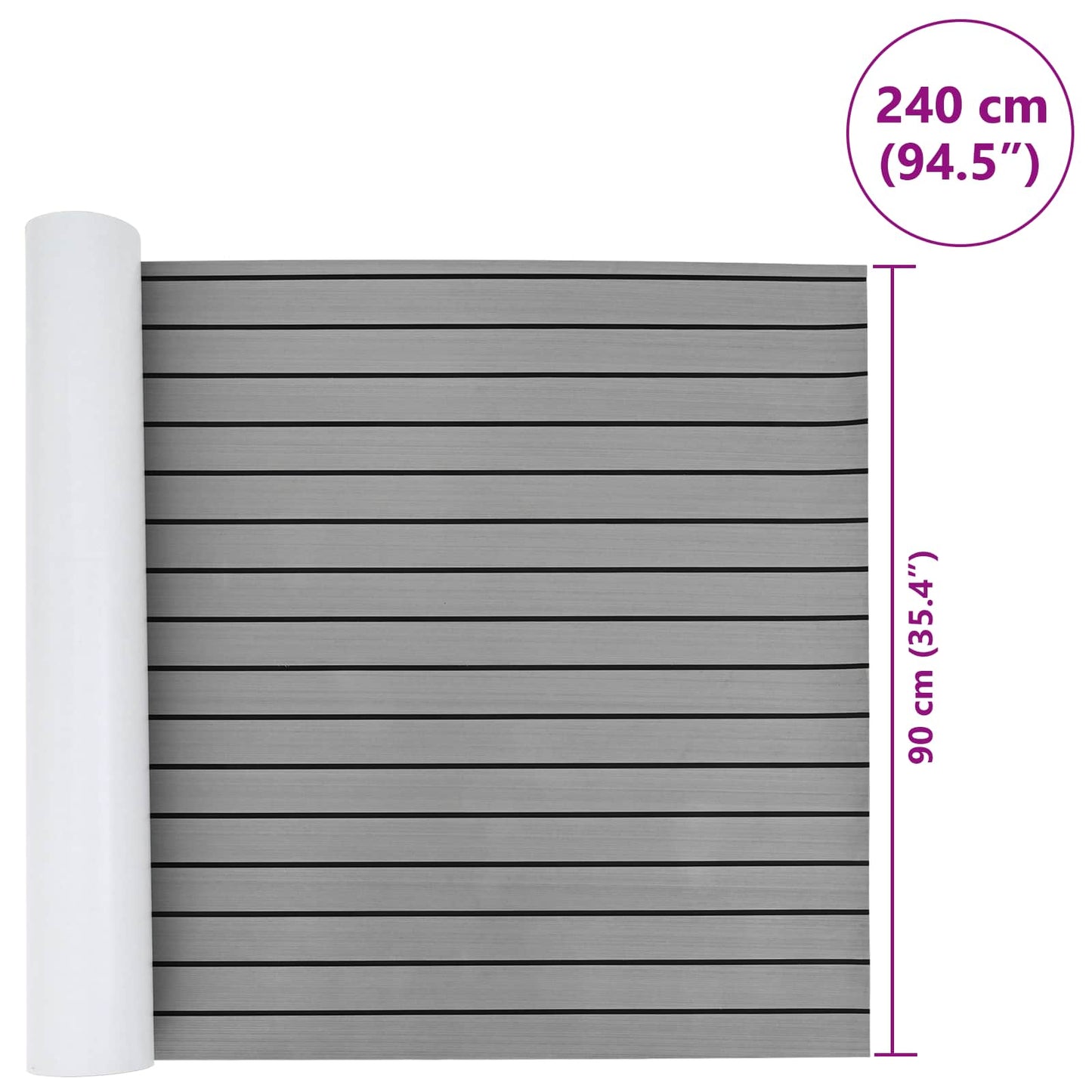 vidaXL Ματ Σκάφους Ριγέ Απαλός Γκρι και Μαύρος 240 x 90 εκ EVA