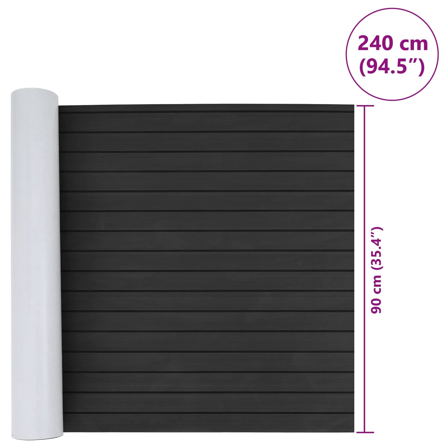 vidaXL Ματ Σκάφους Ριγέ Σκούρο Γκρι και Μαύρο 240 x 90 εκ EVA