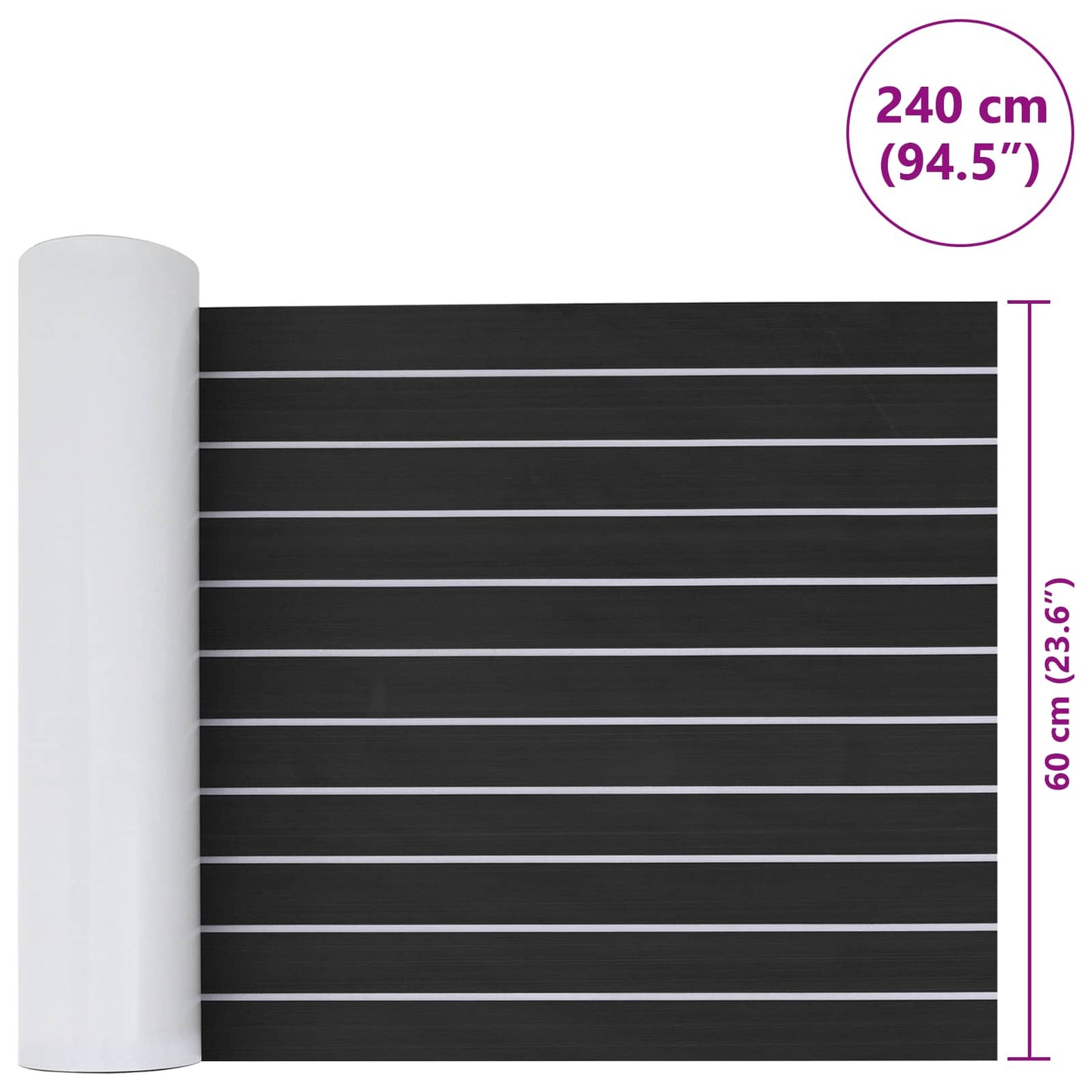 vidaXL Ματ Σκάφους Ριγέ Σκούρο Γκρι και Λευκό 240 x 60 cm EVA