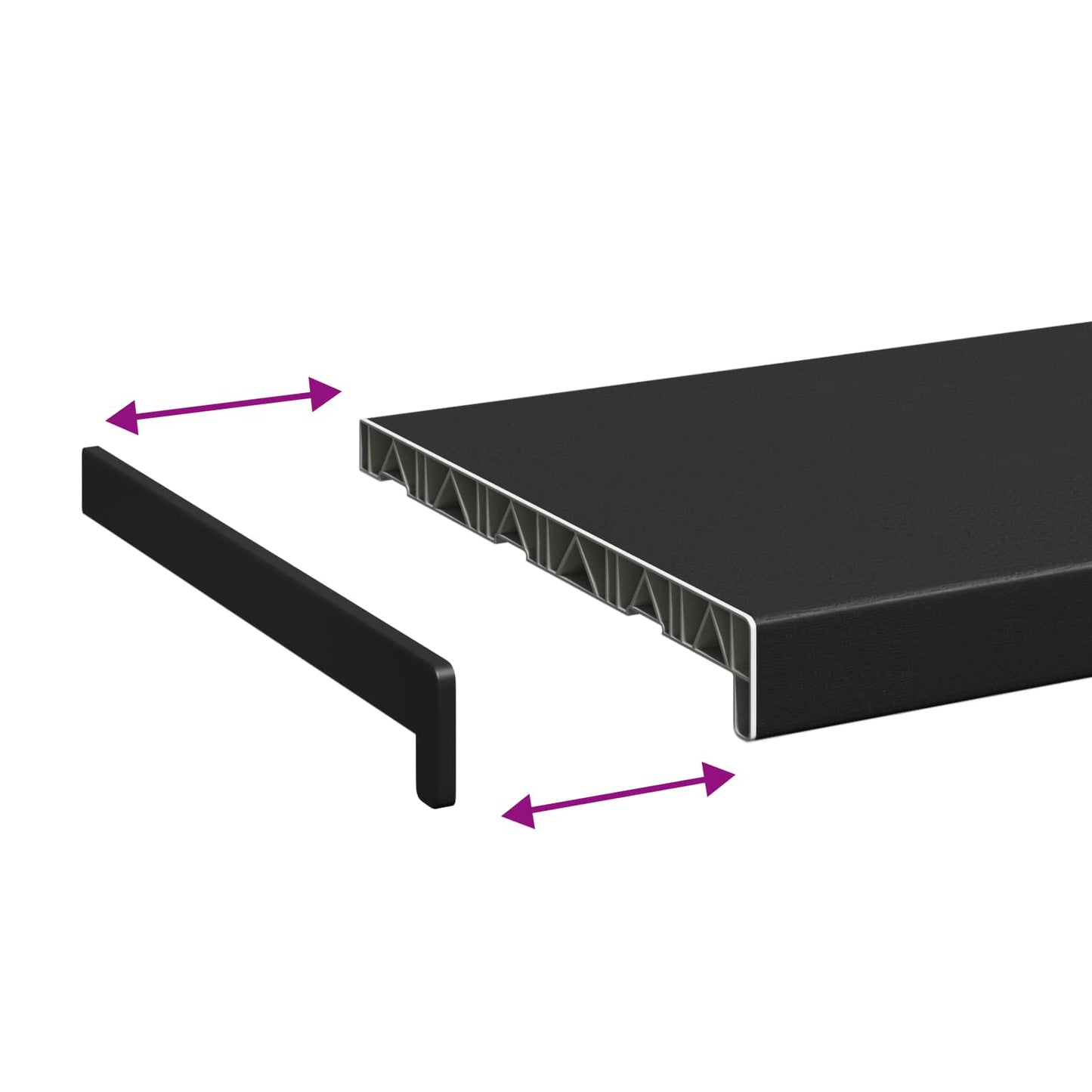 vidaXL Σαβανωτό Παραθύρου Μαύρο με ξύλινη υφή 120 x 30 x 4,5 εκ PVC