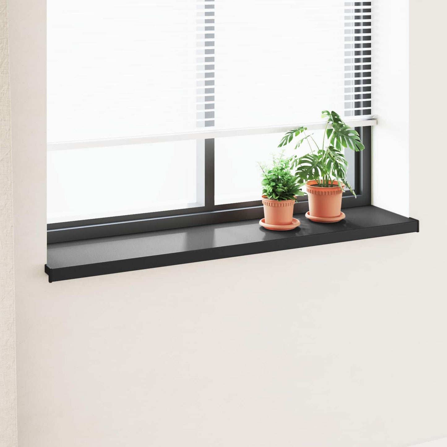 vidaXL Σαβανωτό Παραθύρου Μαύρο με ξύλινη υφή 160 x 35 x 4,5 εκ PVC