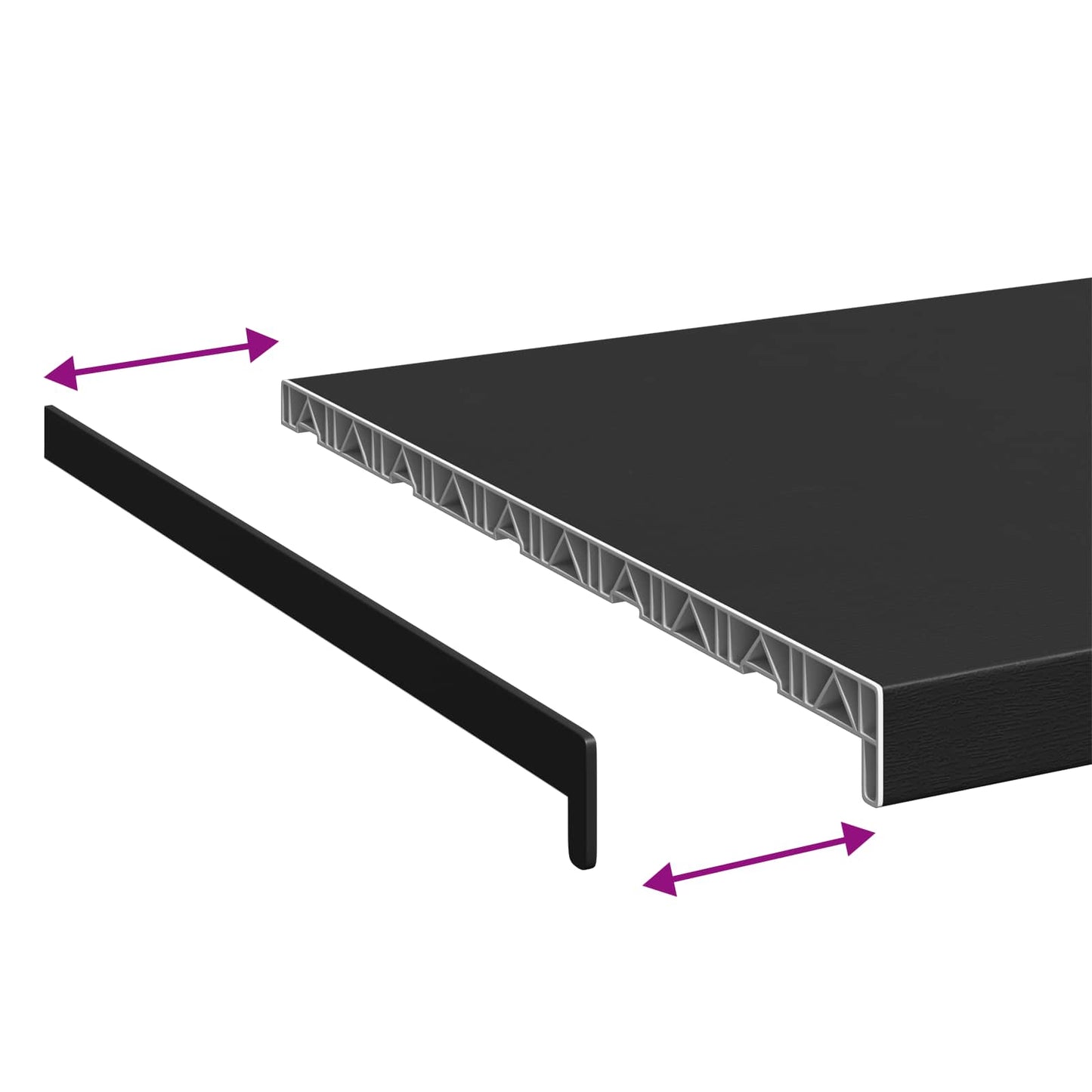 vidaXL Σαβανωτό Παραθύρου Μαύρο με ξύλινη υφή 160 x 50 x 4,5 εκ PVC