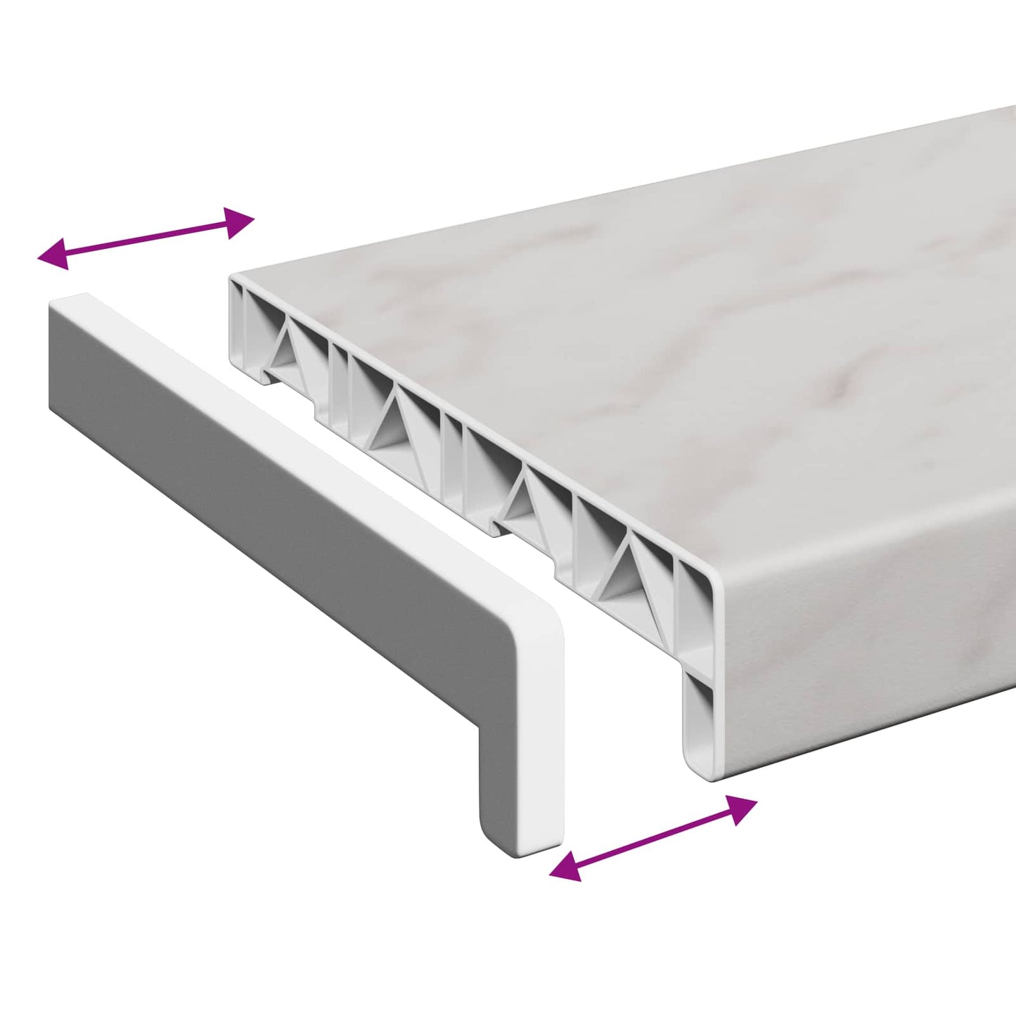 vidaXL Σαβανωτό Παραθύρου Υφή Μάρμαρου 100 x 25 x 4,5 εκ. PVC