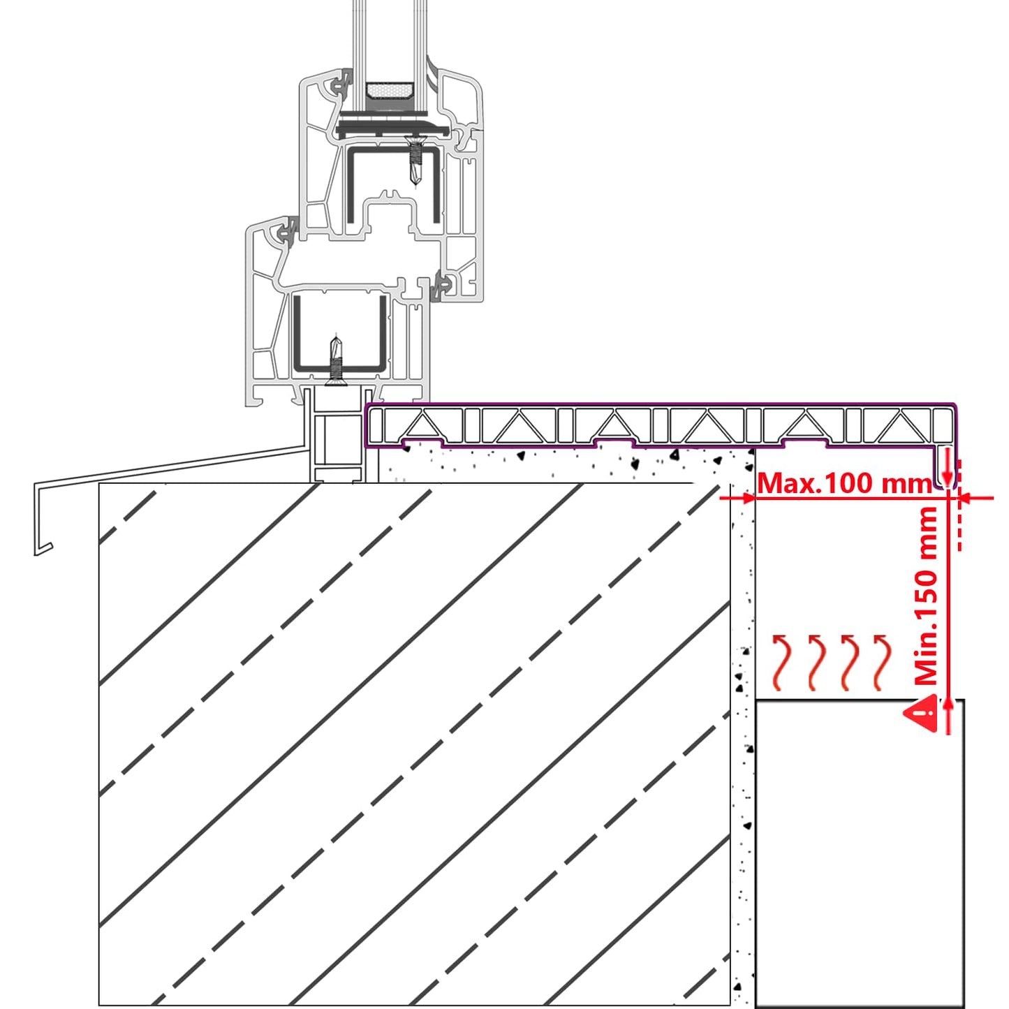 vidaXL Σαβανωτό Παραθύρου Υφή Μάρμαρου 100 x 25 x 4,5 εκ. PVC