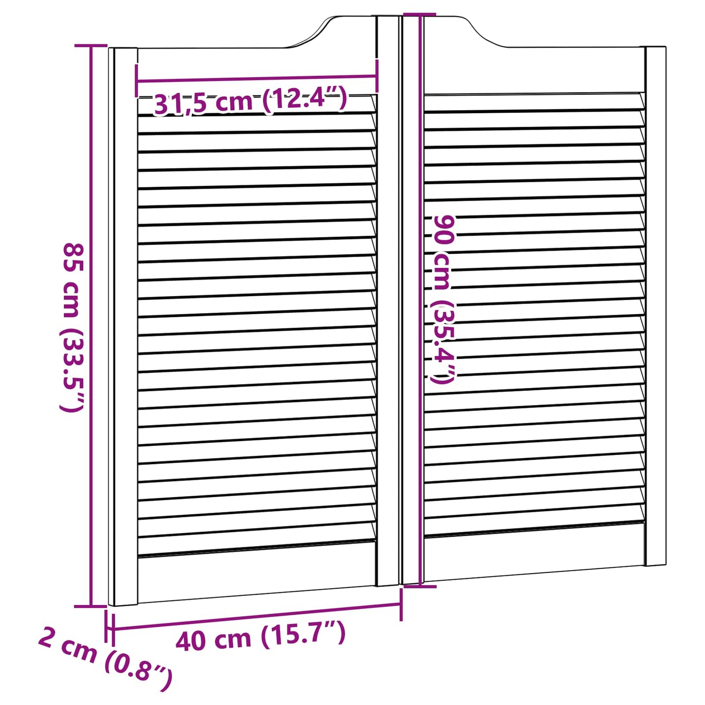 vidaXL Πόρτες Swing 90 x 40 cm Μασίφ Ξύλο Πεύκου Λευκό