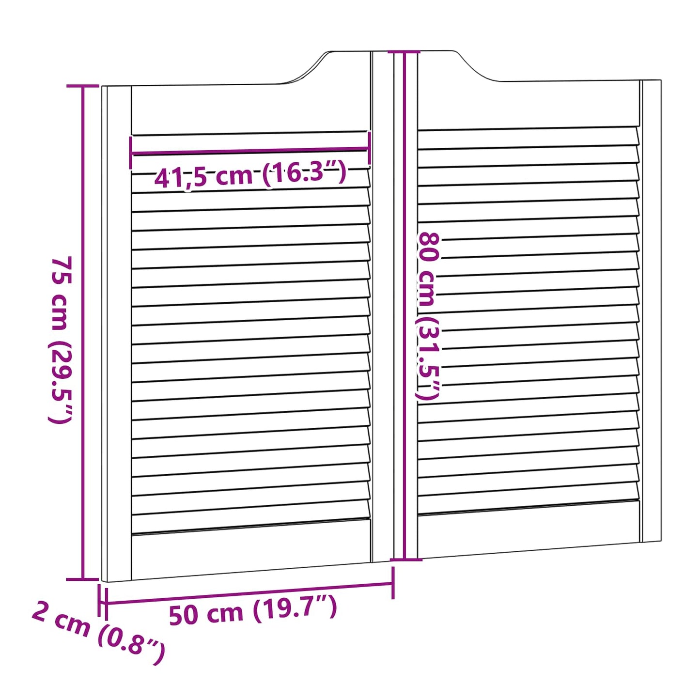 vidaXL Πόρτες Swing 2 τμχ. 80 x 50 cm Μασίφ Ξύλο Πεύκου Λευκό