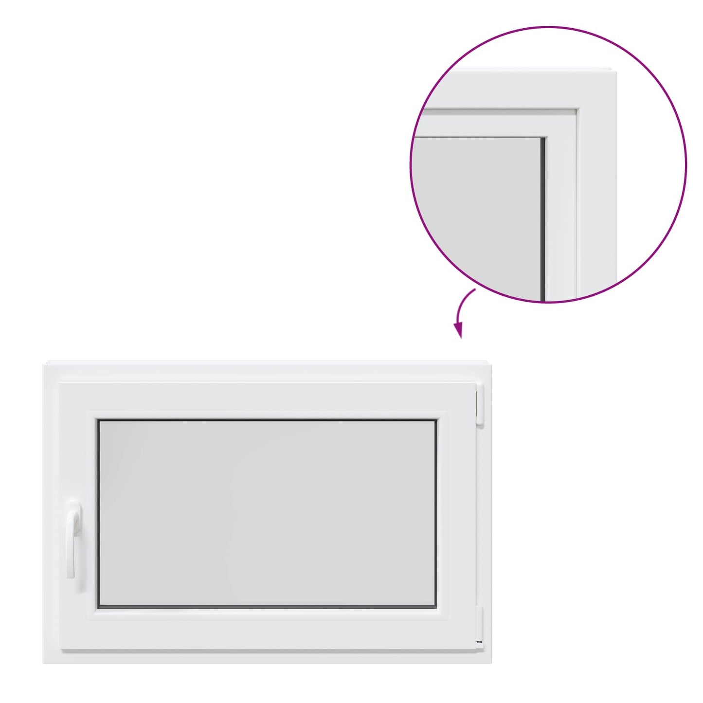 Παράθυρο Κάτω Στρώματος RISOR Λευκός 90 x 70 cm PVC και Γυαλί