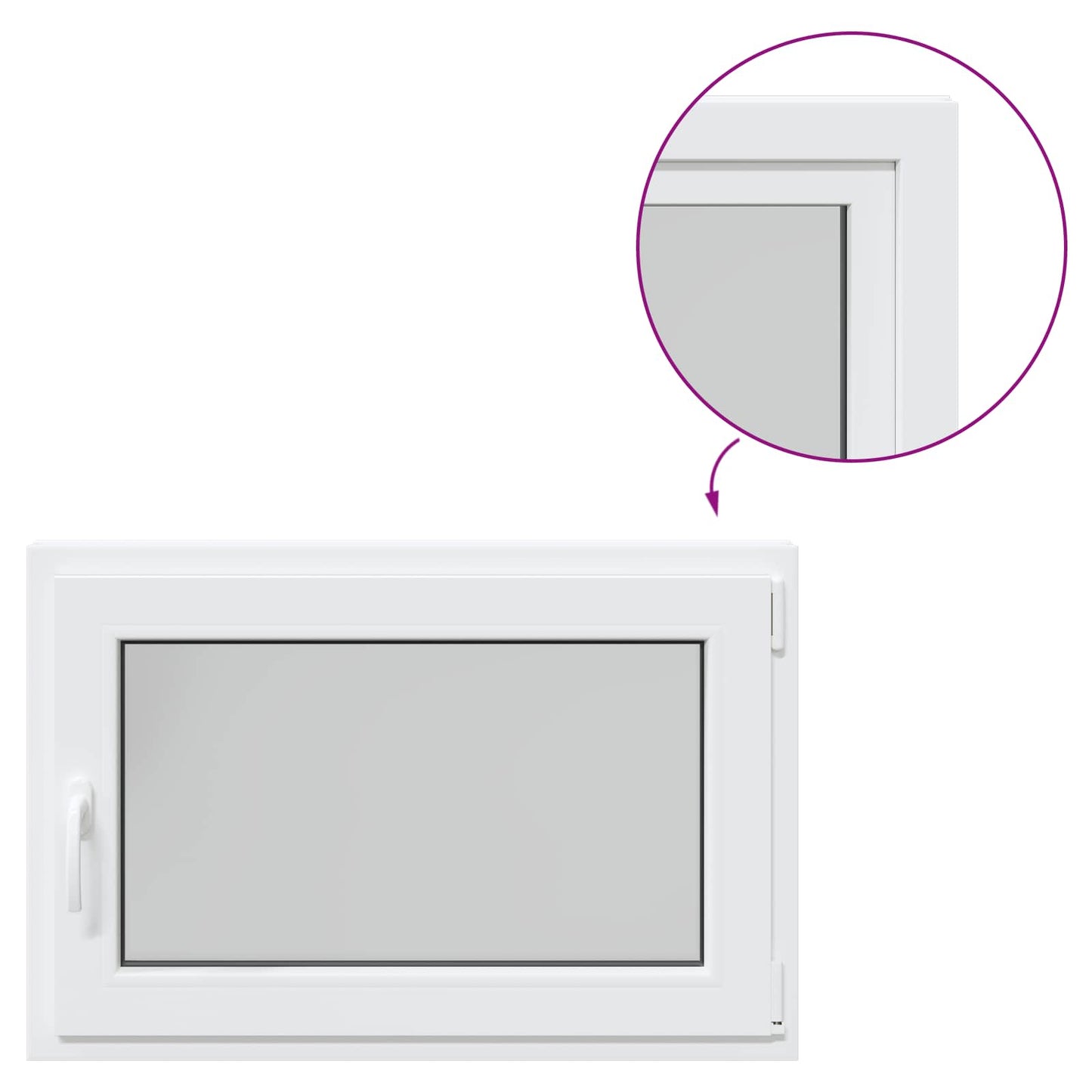 Παράθυρο Κάτω Στρώματος RISOR Λευκός 90 x 60 cm PVC και Γυαλί