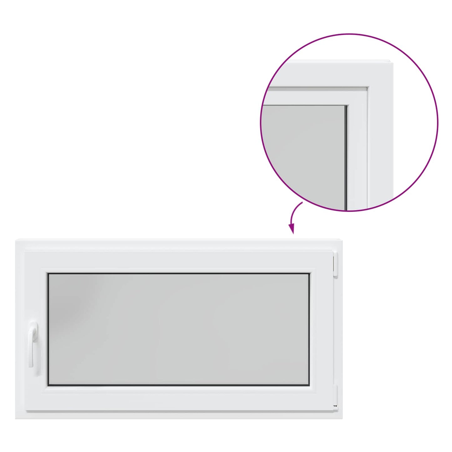 vidaXL Παράθυρο Κάτω Στρώματος RISOR 110 x 70 cm PVC και Γυαλί Λευκό