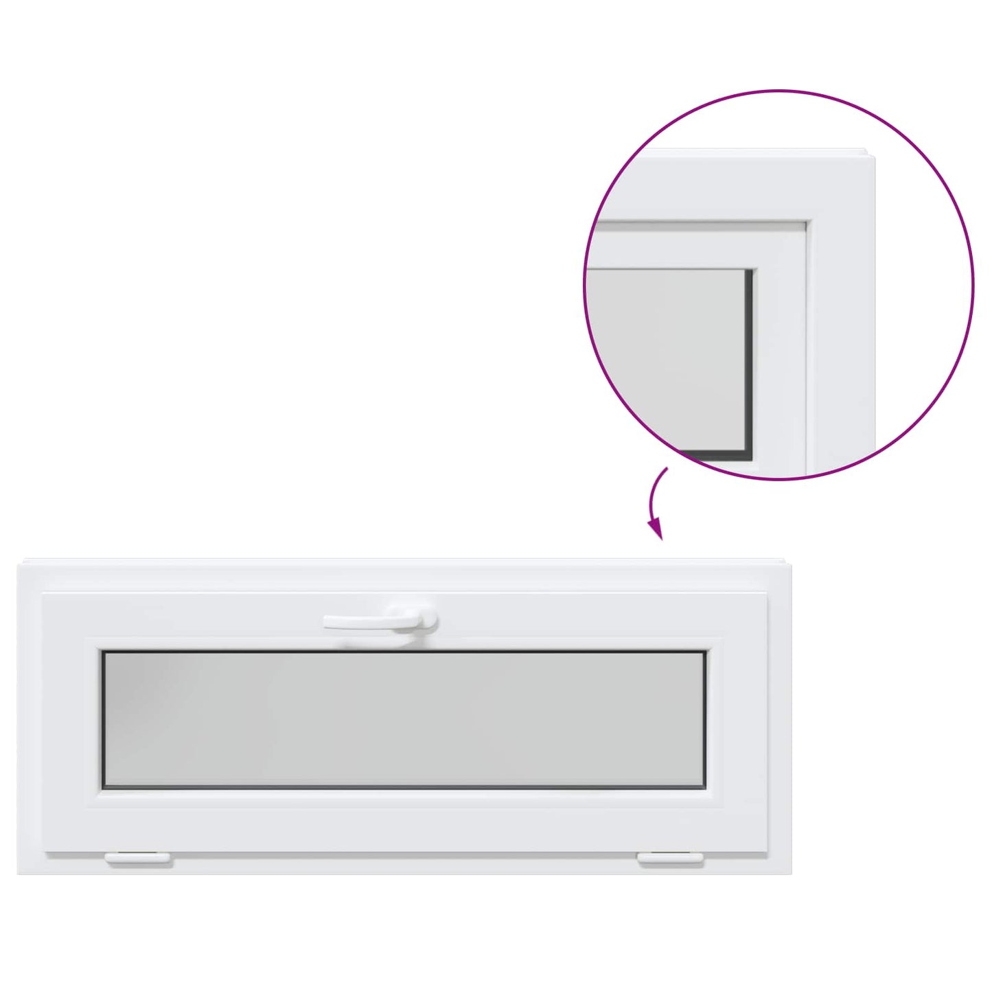 vidaXL Παράθυρο Κάτω Στρώματος RISOR 110 x 40 cm PVC και Γυαλί Λευκό