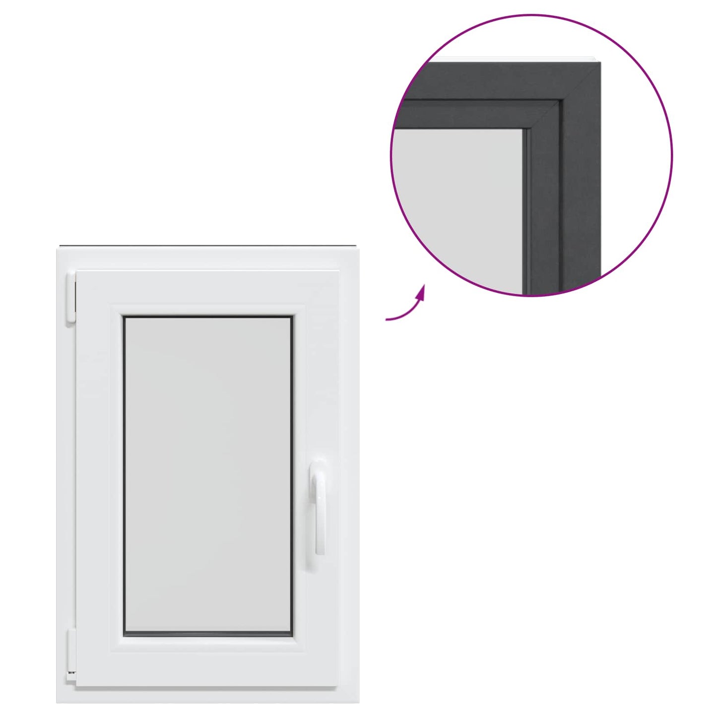 Παράθυρο Κάτω Στρώματος RISOR Ανθρακί 50 x 75 cm PVC και Γυαλί