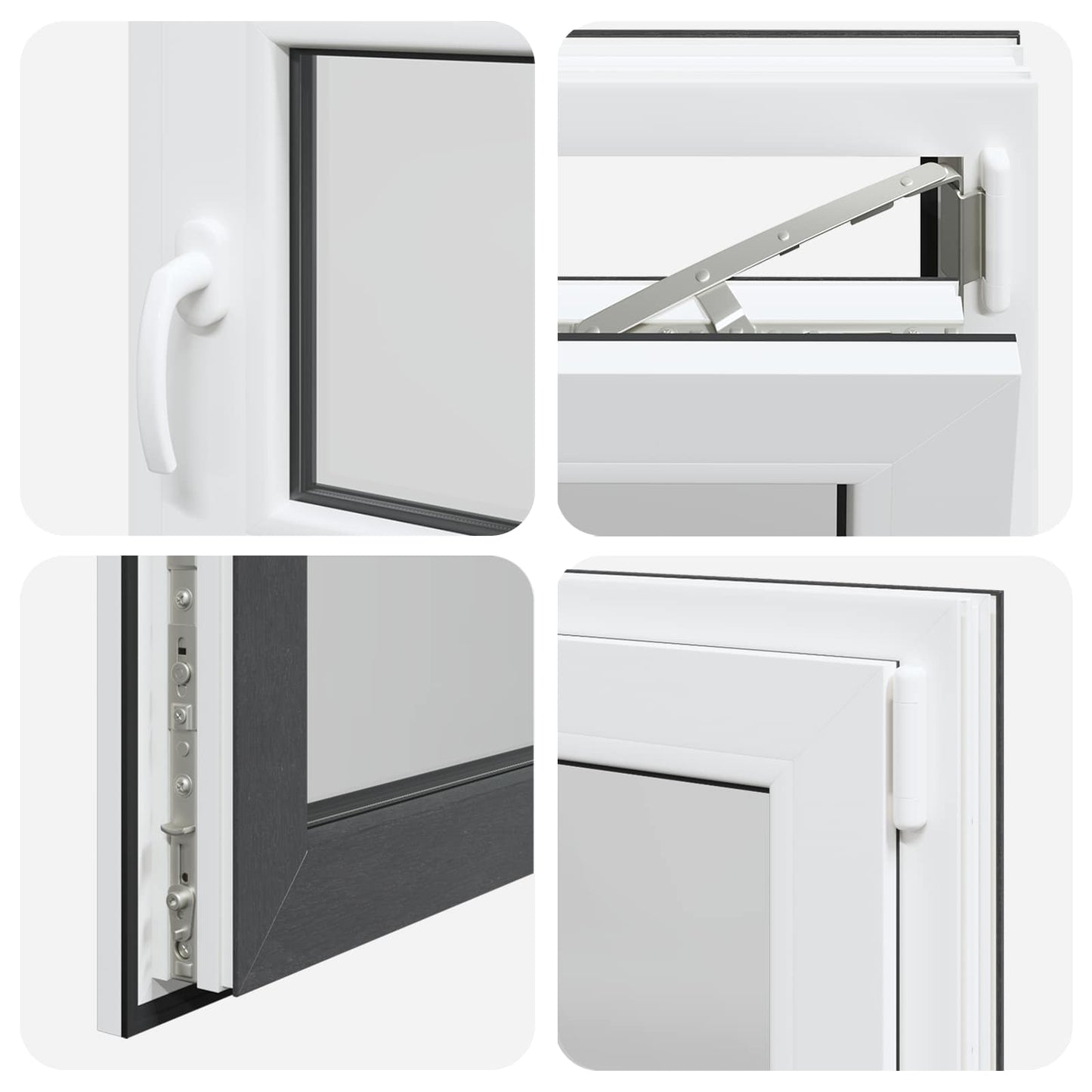 Παράθυρο Κάτω Στρώματος RISOR Ανθρακί 60 x 60 cm PVC και Γυαλί