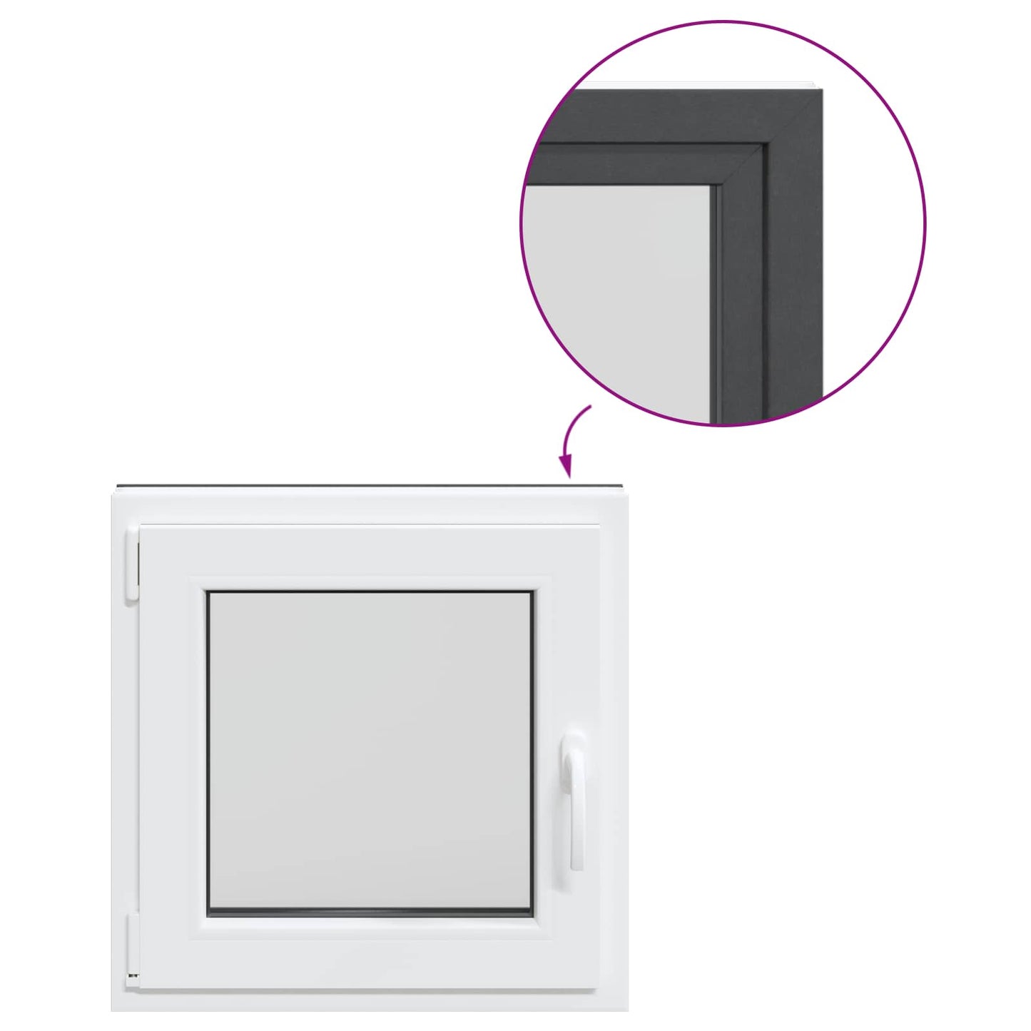 Παράθυρο Κάτω Στρώματος RISOR Ανθρακί 60 x 60 cm PVC και Γυαλί