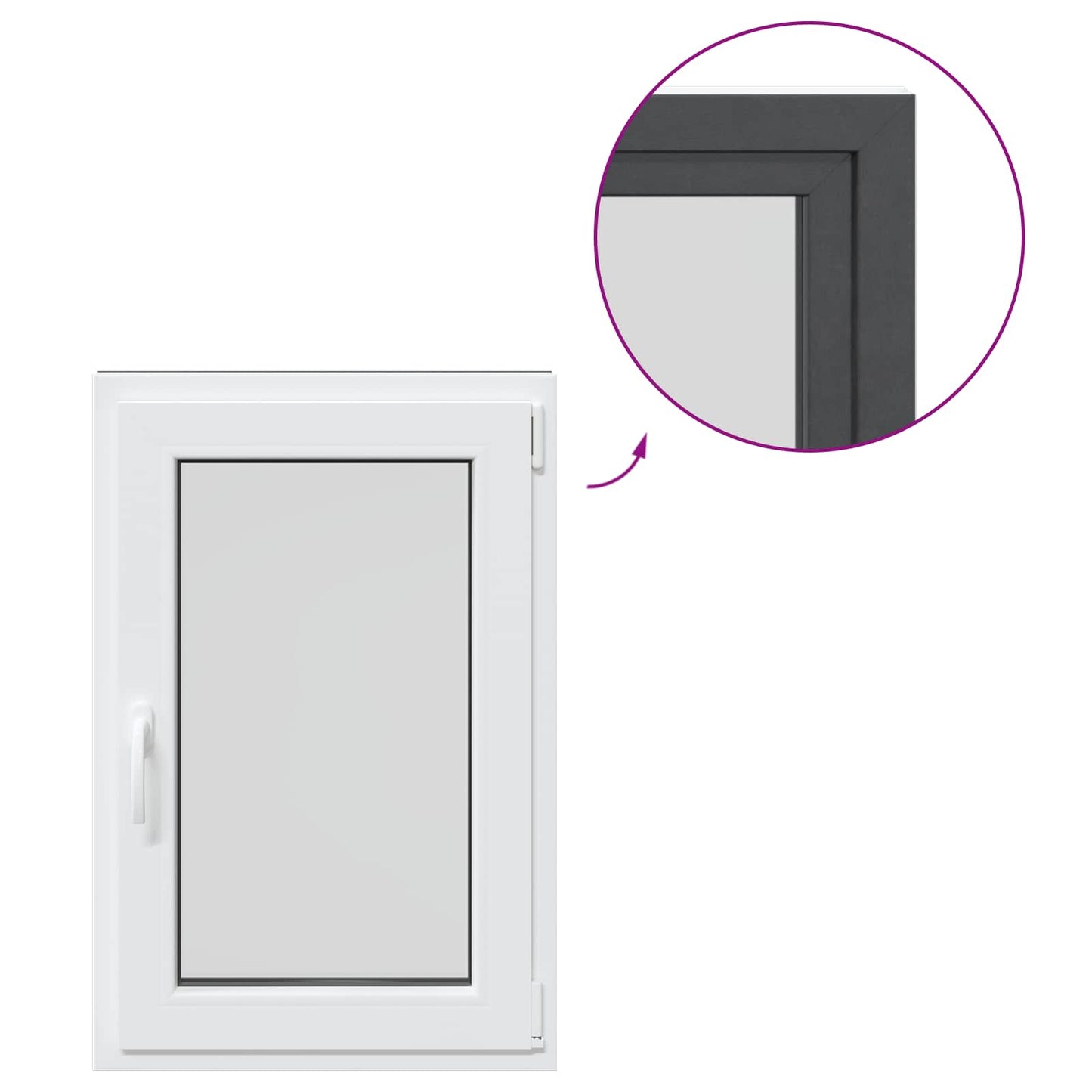 vidaXL Παράθυρο Κάτω Στρώματος RISOR 60 x 80 cm PVC και Γυαλί Ανθρακί