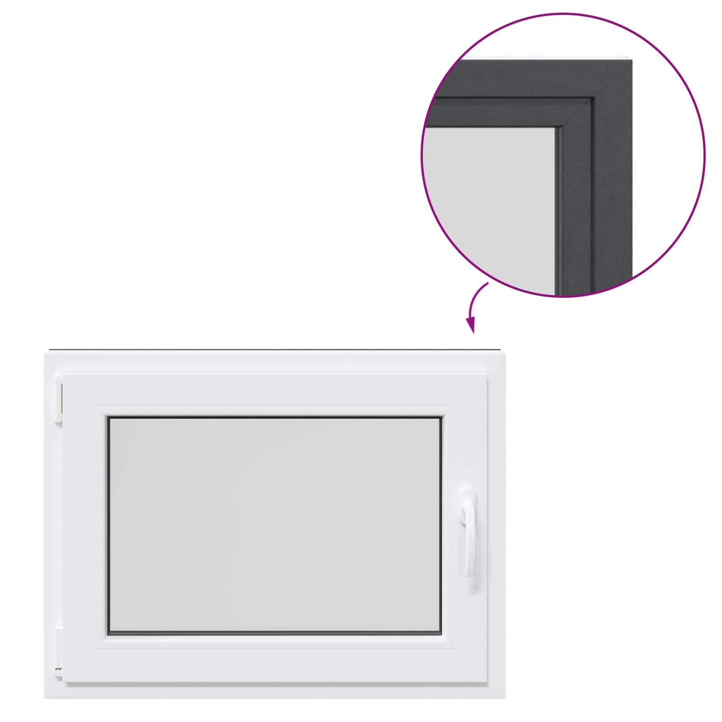 vidaXL Παράθυρο Κάτω Στρώματος RISOR 80 x 50 cm PVC και Γυαλί Ανθρακί