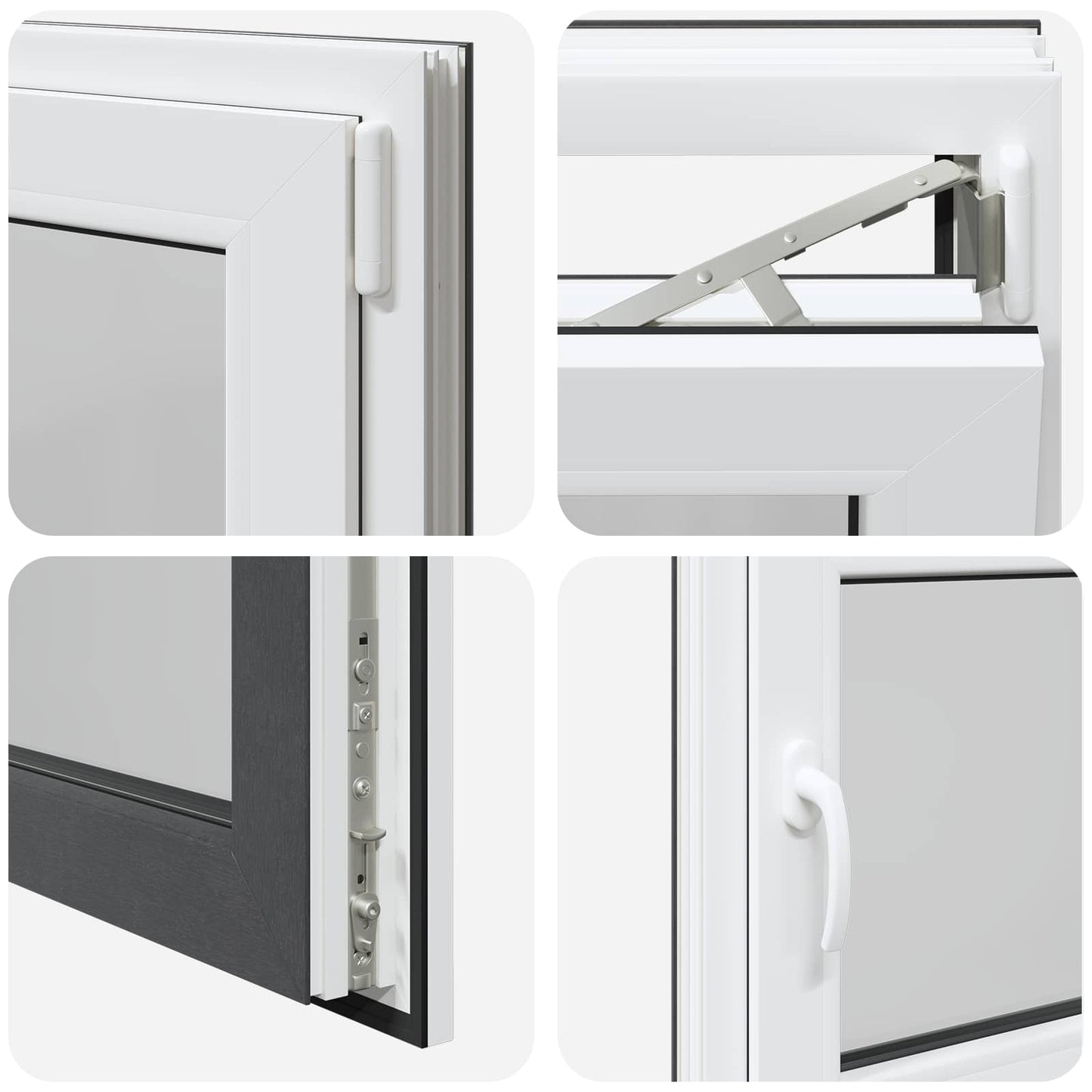 vidaXL Παράθυρο Κάτω Στρώματος RISOR 80 x 50 cm PVC και Γυαλί Ανθρακί