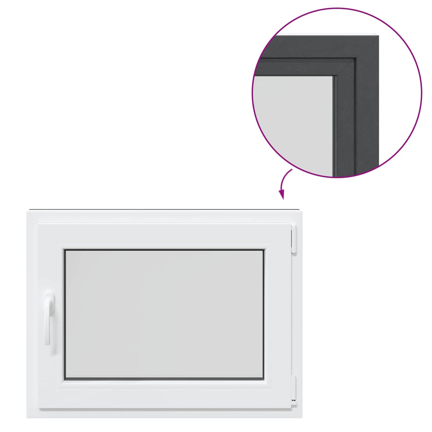 vidaXL Παράθυρο Κάτω Στρώματος RISOR 80 x 50 cm PVC και Γυαλί Ανθρακί