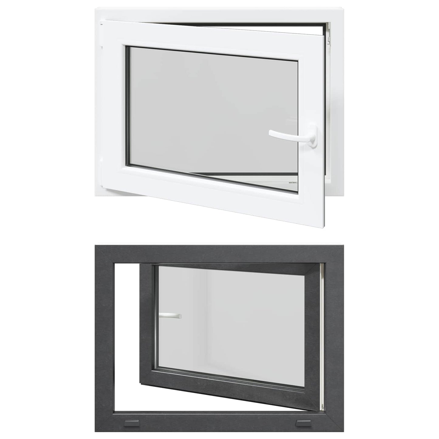 vidaXL Παράθυρο Κάτω Στρώματος RISOR 80 x 60 cm PVC και Γυαλί Ανθρακί