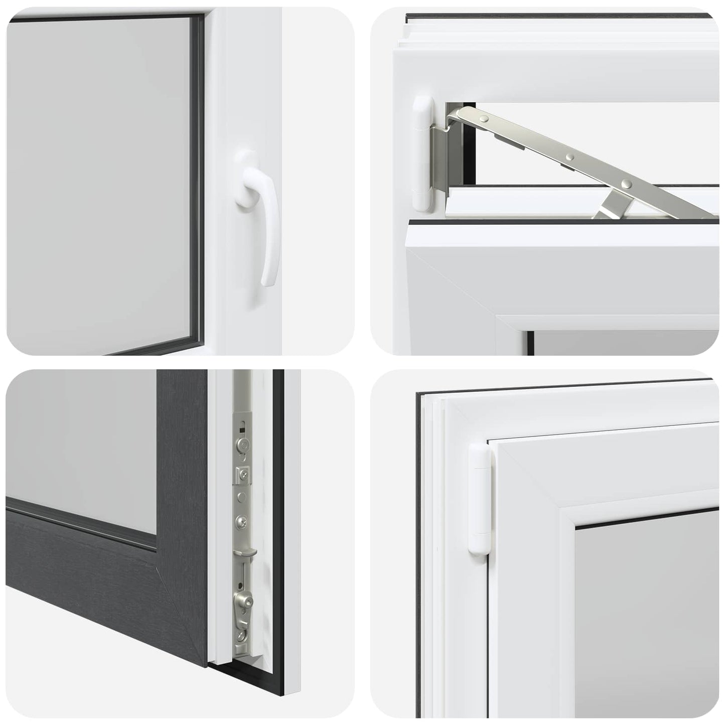 Παράθυρο Κάτω Στρώματος RISOR Ανθρακί 90 x 50 cm PVC και Γυαλί