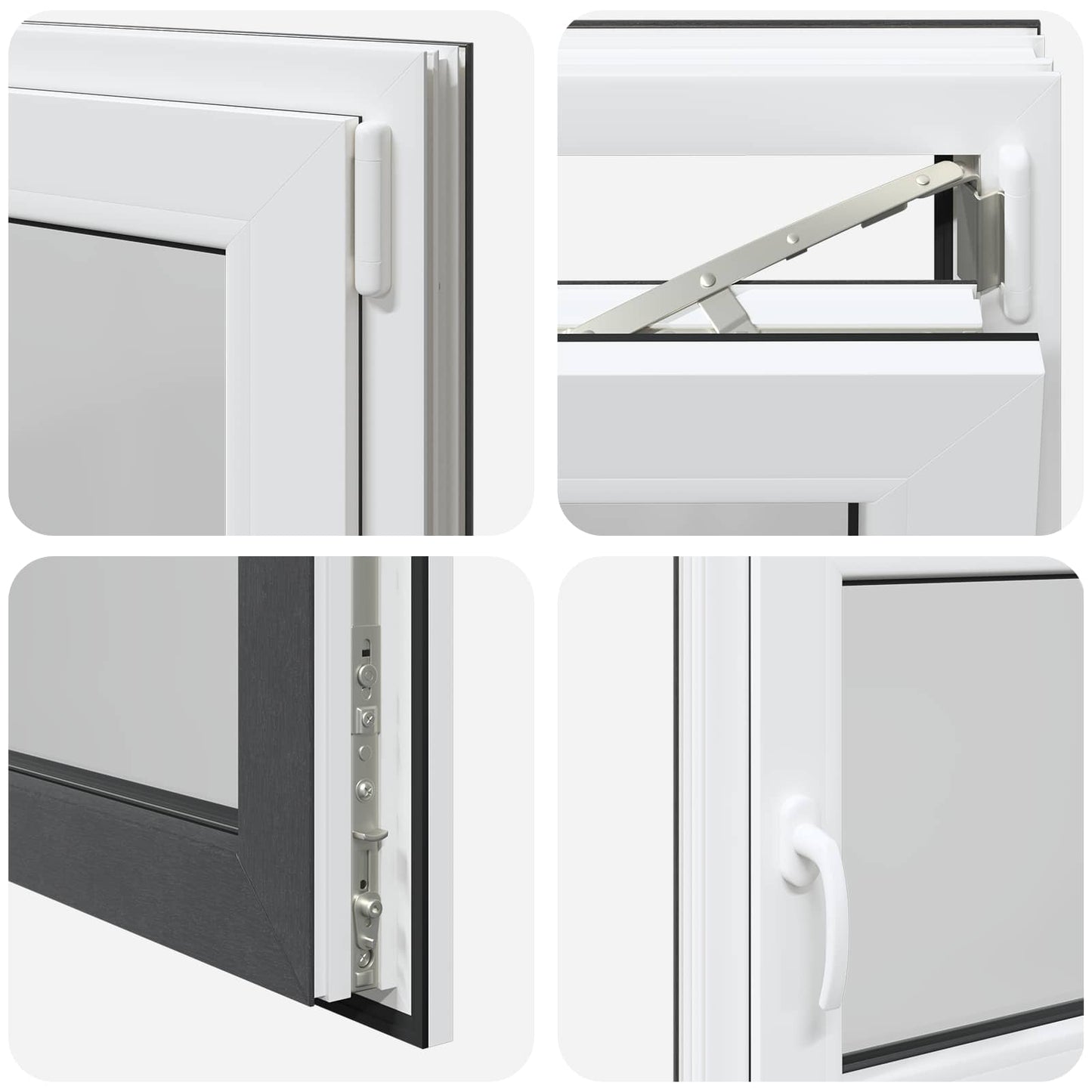 Παράθυρο Κάτω Στρώματος RISOR Ανθρακί 90 x 50 cm PVC και Γυαλί