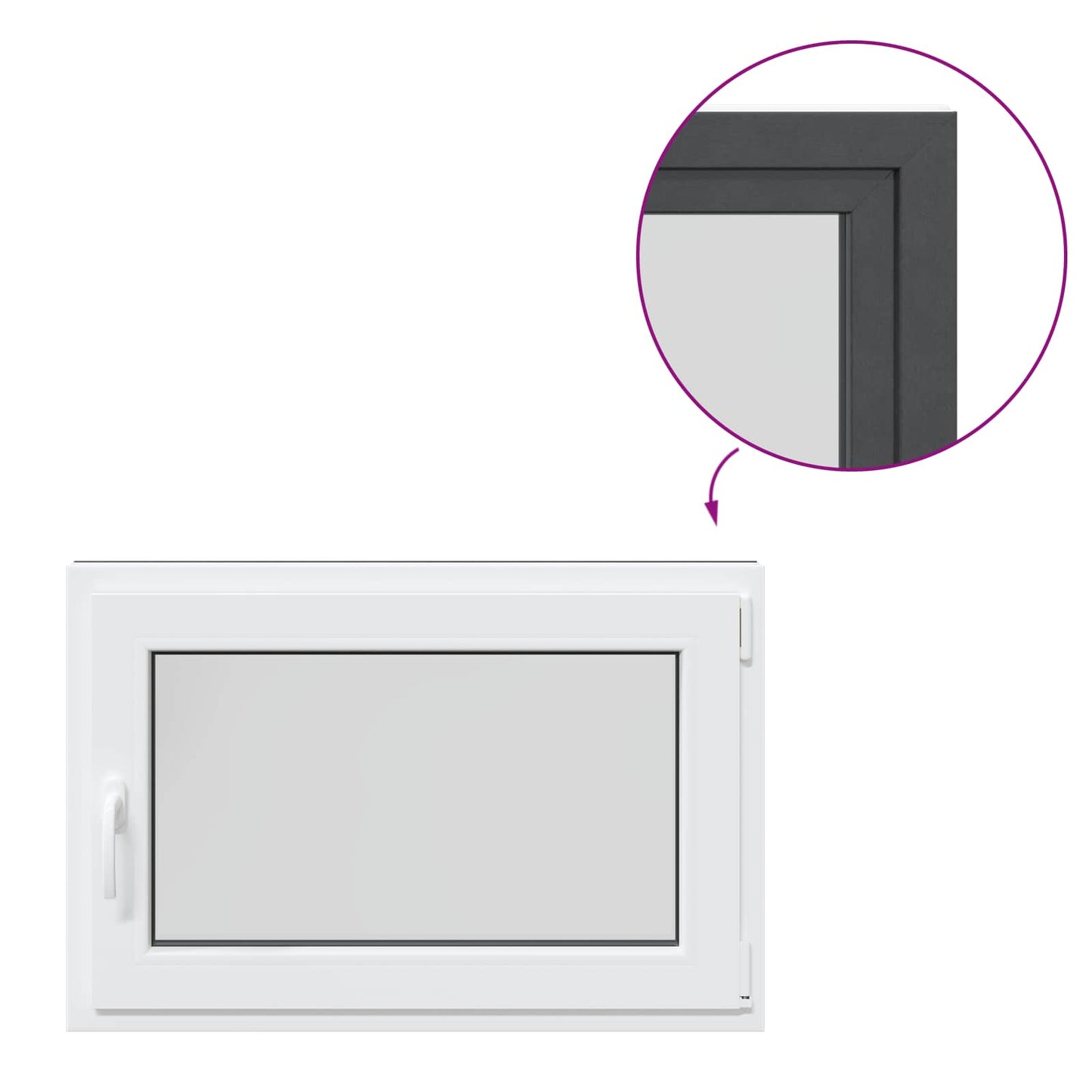 Παράθυρο Κάτω Στρώματος RISOR Ανθρακί 90 x 60 cm PVC και Γυαλί