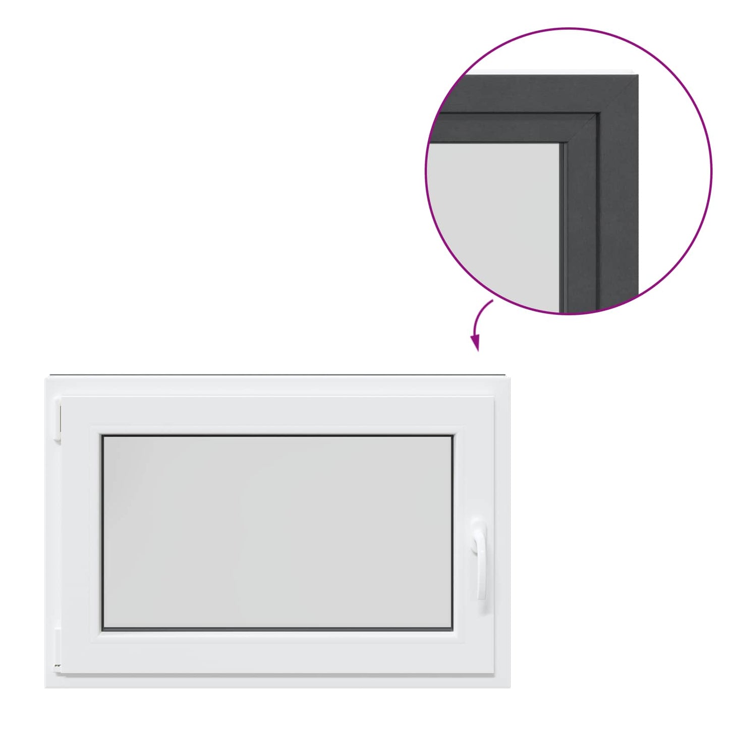 Παράθυρο Κάτω Στρώματος RISOR Ανθρακί 90 x 70 cm PVC και Γυαλί