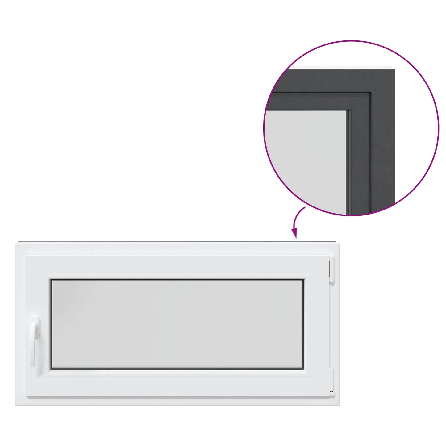 Παράθυρο Κάτω Στρώματος RISOR Ανθρακί 100 x 50 cm PVC και Γυαλί