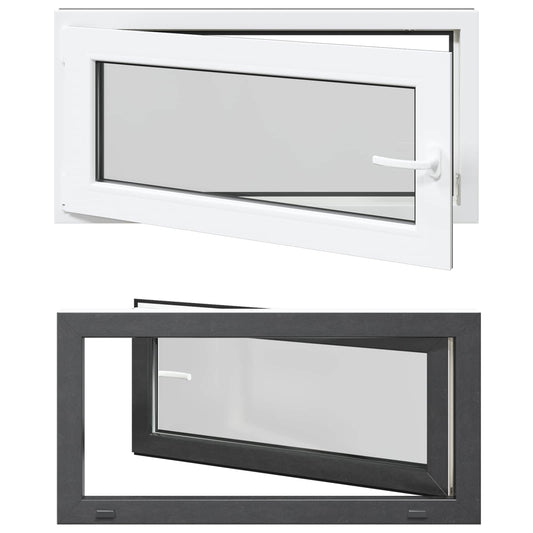 vidaXL Παράθυρο Κάτω Στρώματος RISOR 100 x 50 cm PVC και Γυαλί Ανθρακί