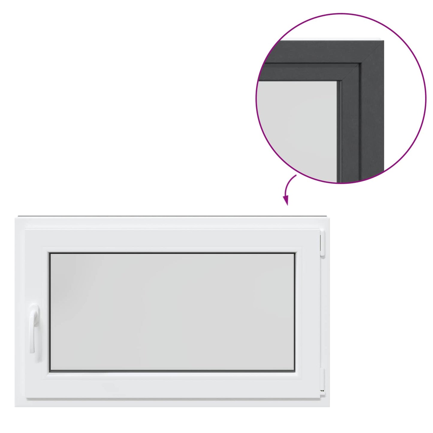 Παράθυρο Κάτω Στρώματος RISOR Ανθρακί 100 x 60 cm PVC και Γυαλί