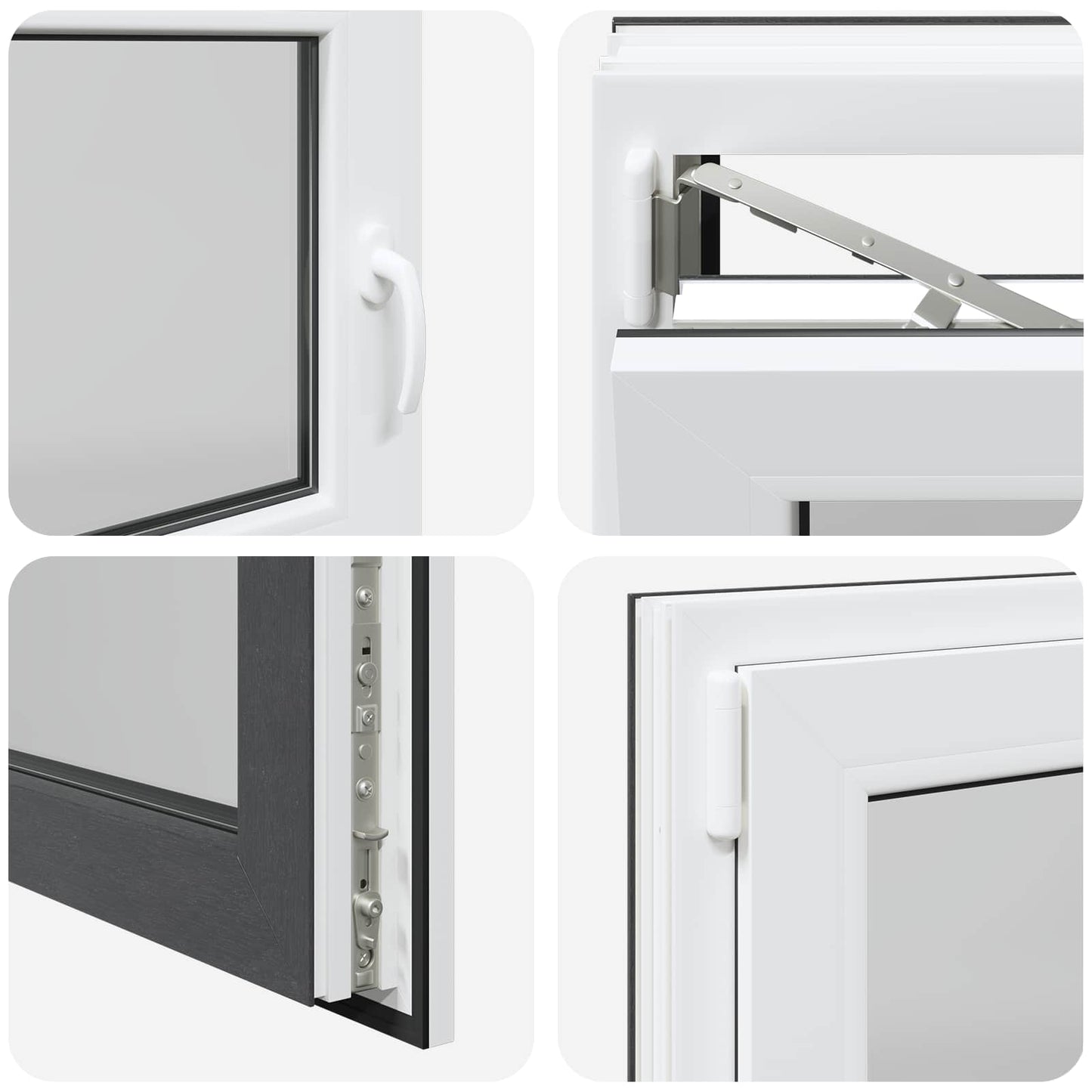 Παράθυρο Κάτω Στρώματος RISOR Ανθρακί 100 x 60 cm PVC και Γυαλί