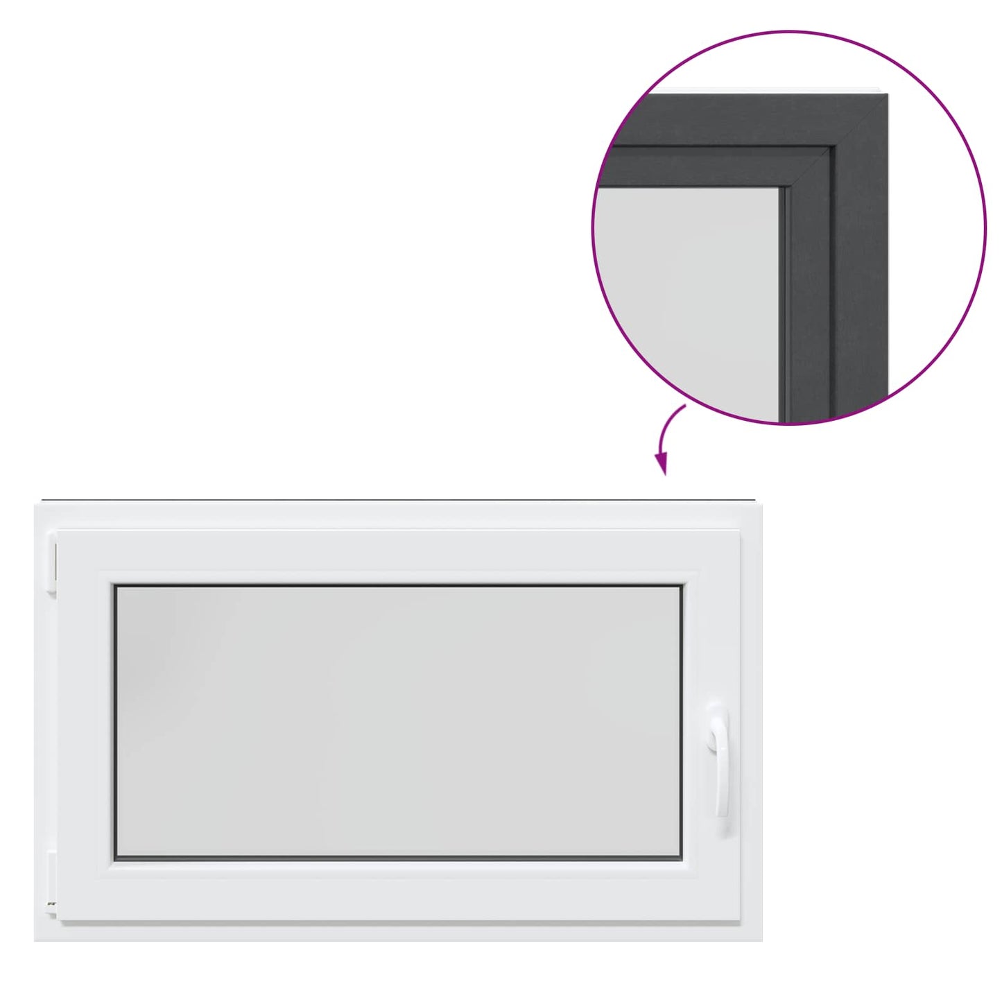 Παράθυρο Κάτω Στρώματος RISOR Ανθρακί 100 x 60 cm PVC και Γυαλί