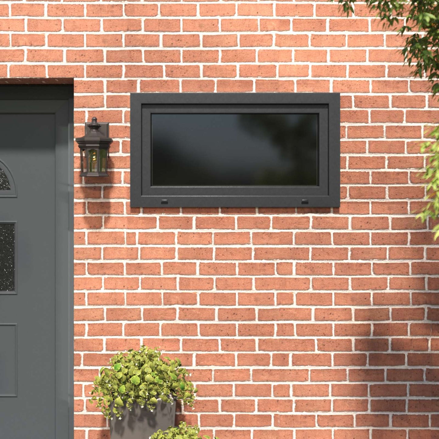 vidaXL Παράθυρο Κάτω Στρώματος RISOR 110 x 50 cm PVC και Γυαλί Ανθρακί