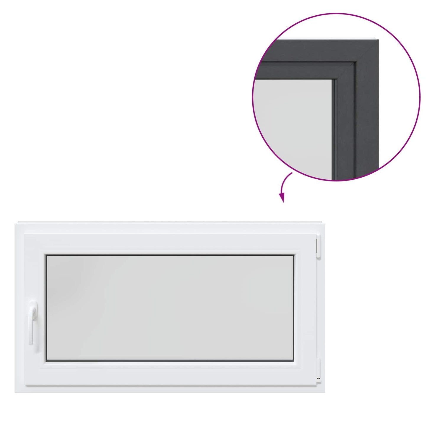 vidaXL Παράθυρο Κάτω Στρώματος RISOR 110 x 60 cm PVC και Γυαλί Ανθρακί
