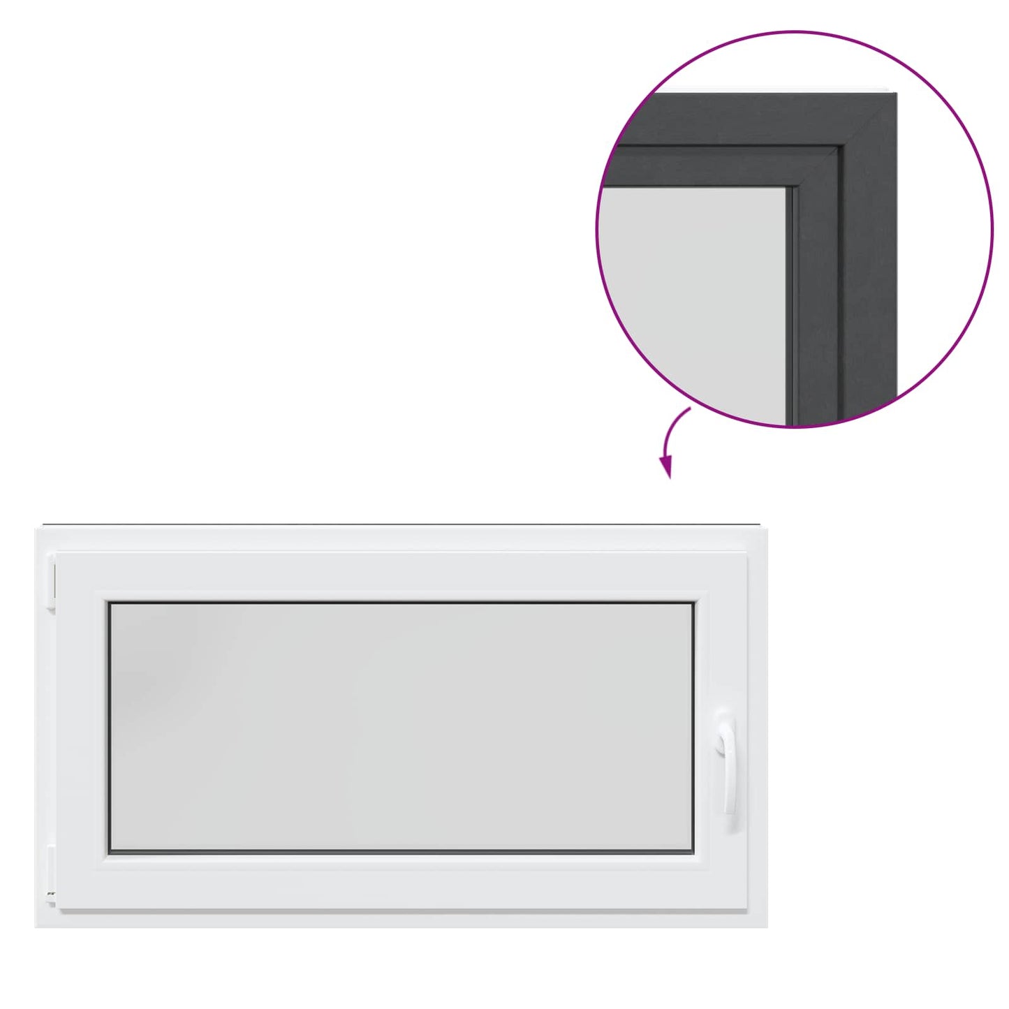 vidaXL Παράθυρο Κάτω Στρώματος RISOR 110 x 70 cm PVC και Γυαλί Ανθρακί