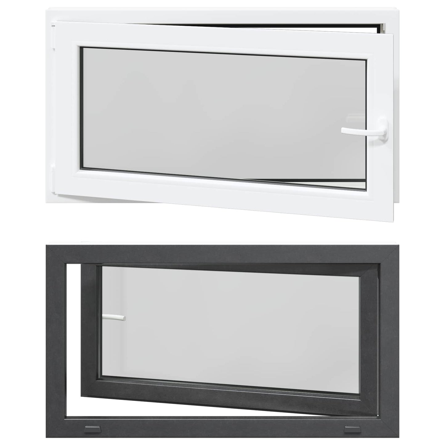 vidaXL Παράθυρο Κάτω Στρώματος RISOR 110 x 70 cm PVC και Γυαλί Ανθρακί